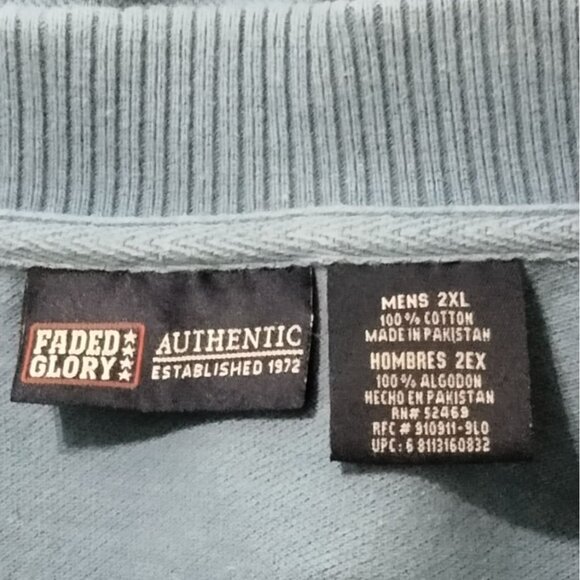 Faded Glory Authentic Mens 2XL Polo Shirt Blue Striped 100% Cotton Short Sleeve - Picture 6 of 6